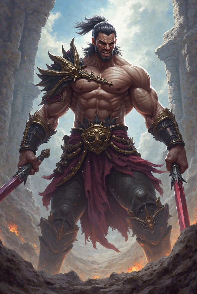 Conan, Savage, cabelos preto e longos, wild look, Athletic physique, Wearing a bearskin loincloth, Secured by ornate metal straps, He holds an ax and a sword in his hands, Get ready for the greatest battle with Pictish enemies in unique poses, epic look at your scene，Inspired by Robert E.《world end》.howard ,Art John Buscema, (detailed scene, natural soft light, Perfect art)