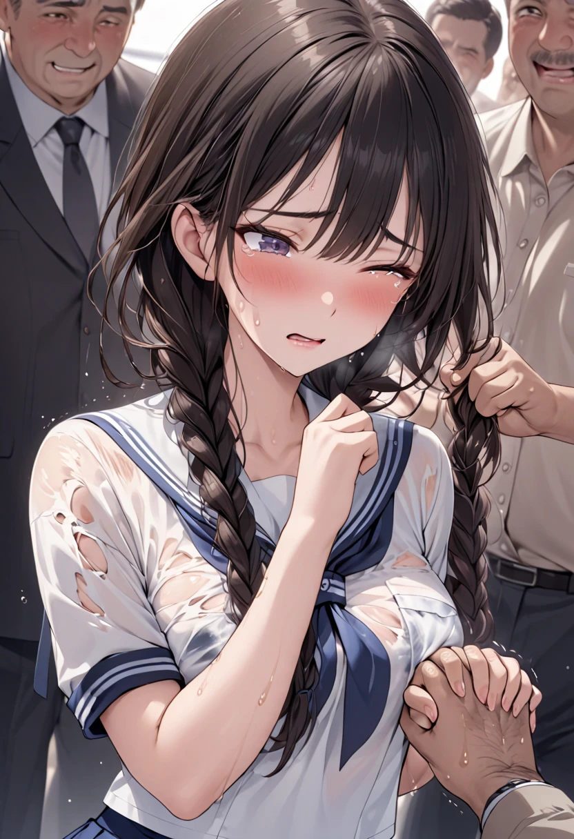 score_9, score_8_up, score_7_up, rating_explicit BREAK realistic anime art style, 1 girl, Fair-skinned, (large breast:0.8), dark brown hair, twin tails, round eyes, (sexy maid, mini skirt), (1 old man, intercourse with a man, vaginal sex, sex from behind, standing doggy, arms grab, face focus:1.2), (open mouth, orgasm face:1.6), (closed eyes, sigh, sweat, drooling, pussy juice:1.3), (motion blur:1.4), old western house