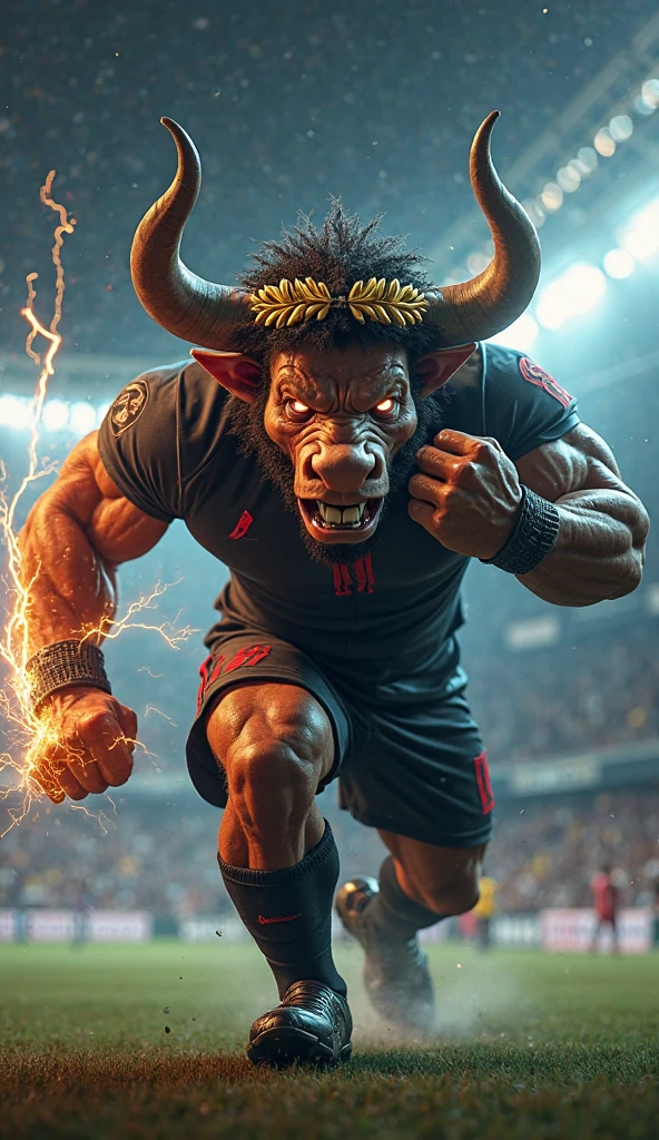 Mascot for a football team, bull with a beer in his hand