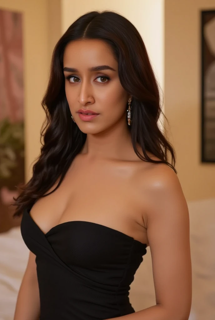 Radiant in black, she stood at the heart of the party, a vision of elegance amidst the lively crowd. Her graceful presence drew admiring glances, embodying the essence of beauty and style."