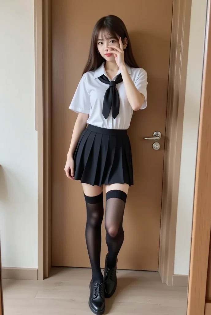 18 yo japanese girl, (((from below))), busy city, foreshortening, (seductive pose), looking at viewer, mad, ((school uniform)), ((skirtlift)), (striped panties:1.3), (eye contact), japanese, photorealistic, masterpiece, realistic, high contrast, hyper detailed, best quality, ultra high res, photorealistic, high resolution, detailed, raw photo