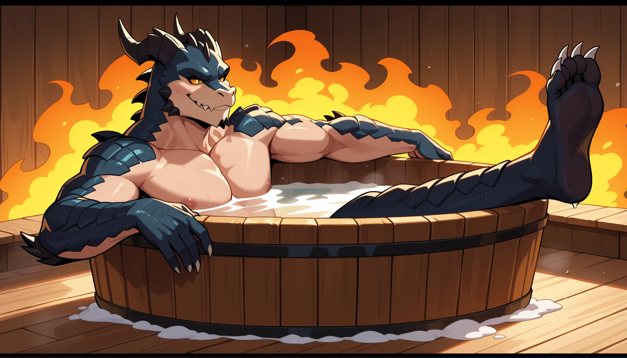 ((night)),((Low lighting)),(((in the dark))),((2 Men))， solo， looking at viewer， summer,muscle man，((bearded))，middle-age，quality，full color，extremely detailed，(shirtless)，exquisite painting style,(sweating too much),(super wet),(dirty),(Writer: nullghost),Light only on muscles,lake pool,Inside the ruins,(((,fluid in the body,body oil.))),((white dragon)),back pose,dick