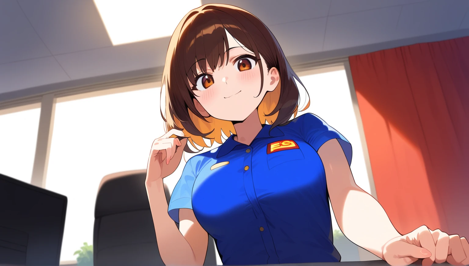 masterpiece, highest quality, alone,One girl,View Viewer,indoor,McDonald's,
Maxmier,he lifts up her skirt to reveal her white panties、hat、Stick your tongue out of the corner of your mouth、Big Breasts、A shirt with a wide open chest