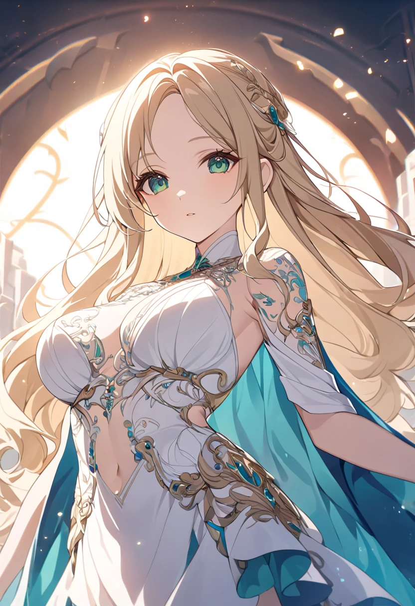 beautiful woman,Folk Girl,blonde with blue eyes,Twist,Wear a strapless wedding dress with no straps.,countryside,countryside,beautiful scenery,European Middle Ages,smile with teeth,forehead,forehead exposed,big tits,rift, (Elf Princess)