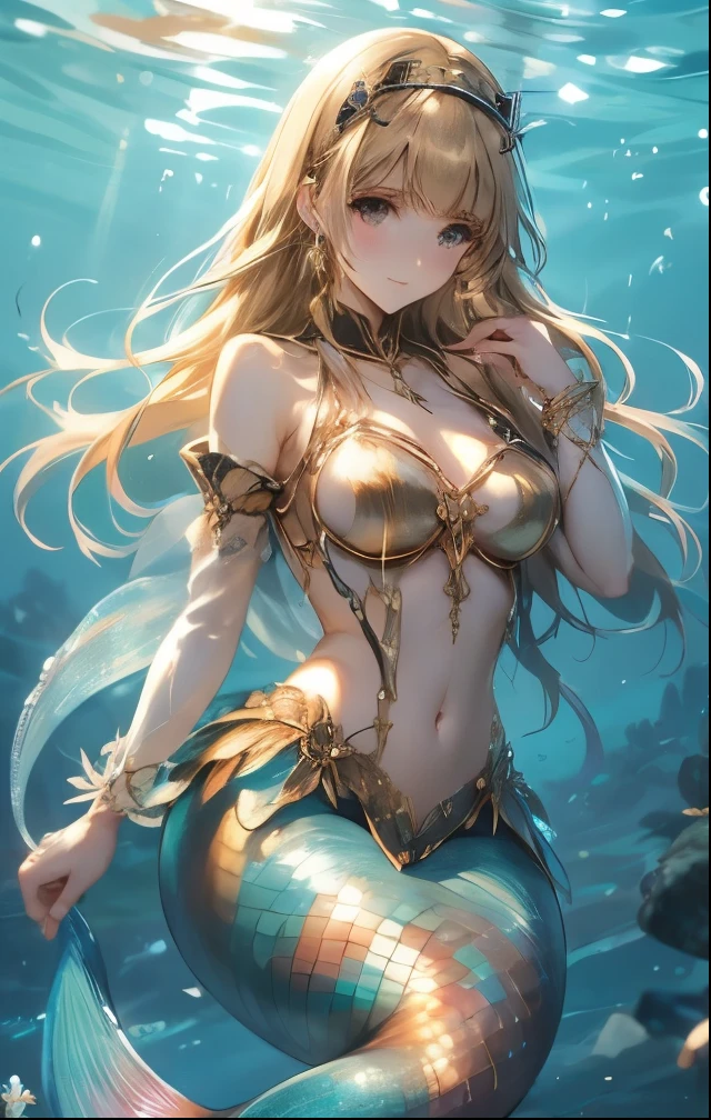 (((SFW、Highest quality、 first class masterpiece 、 Normal Body 、32k、 Detailed Faces 、super precise、 normal hand、5refer to、Highest)))Alisha、beautiful girl、 Gold、Glowing Hair、beautiful breasts、slender、 slim、Petite、 can be used、masochist、(((Chain Lead Slave Iron Collar:1.3)))、(((heavy metal collar)))、chain-underwear、Nippleclamp Chain 、(((PINK HEART TATTOO ON THE NAVEL:1.4)))、 Heart Mark on Abdomen (((PINK Pubic Tattoo:1.4))) 、Shyly blush and smile 、In the sea、deep sea、mermaid、sexy mermaid、Embarrassing Poses