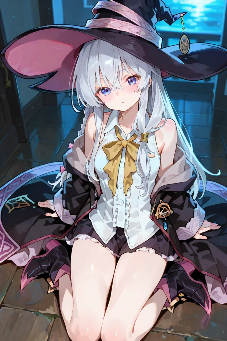 🎶, (🧙♀️), ✡, ✨(black hat), , Alice in Wonderland, Alone, very beautiful, cute, adorable, embarrassed, alone, blue eyes, white skin、look at viewer、looking up, kawaii tech, pastel colors, kawaii, cute colors, Alice in Wonderland, alone, very beautiful, cute, adorable, embarrassed, alone, blue eyes, white skin, skirt lift