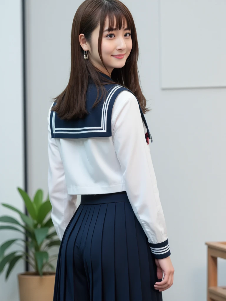 sleep(Photoreal)、(Super high realism)、(ultra high resolution)、(Ultra high definition)、 (16 year old girl、very young face, natural makeup)(fair skin、Smooth skin、realistic texture)(sparkling eyes)beautiful breasts、beautiful cleavage、thin waist、big ass、((cute smile))((Long ponytail))With bangs(((black wool short coat、Extremely short miniskirt made of denim)))brown hair(earrings)Stylish coffee shop((((I can see your butt、bold pose、put your head on the pillow、Bed、Bedでsleep))))(((full body shot)))