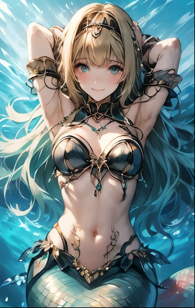 (((SFW、Highest quality、 first class masterpiece 、 Normal Body 、32k、 Detailed Faces 、super precise、 normal hand、5refer to、Highest)))Alisha、beautiful girl、 Gold、Glowing Hair、beautiful breasts、slender、 slim、Petite、 can be used、masochist、(((Chain Lead Slave Iron Collar:1.3)))、(((heavy metal collar)))、chain-underwear、Nippleclamp Chain 、(((PINK HEART TATTOO ON THE NAVEL:1.4)))、 Heart Mark on Abdomen (((PINK Pubic Tattoo:1.4))) 、Shyly blush and smile 、In the sea、deep sea、mermaid、Beautiful glowing caudal fin、sexy mermaid、Embarrassing Poses