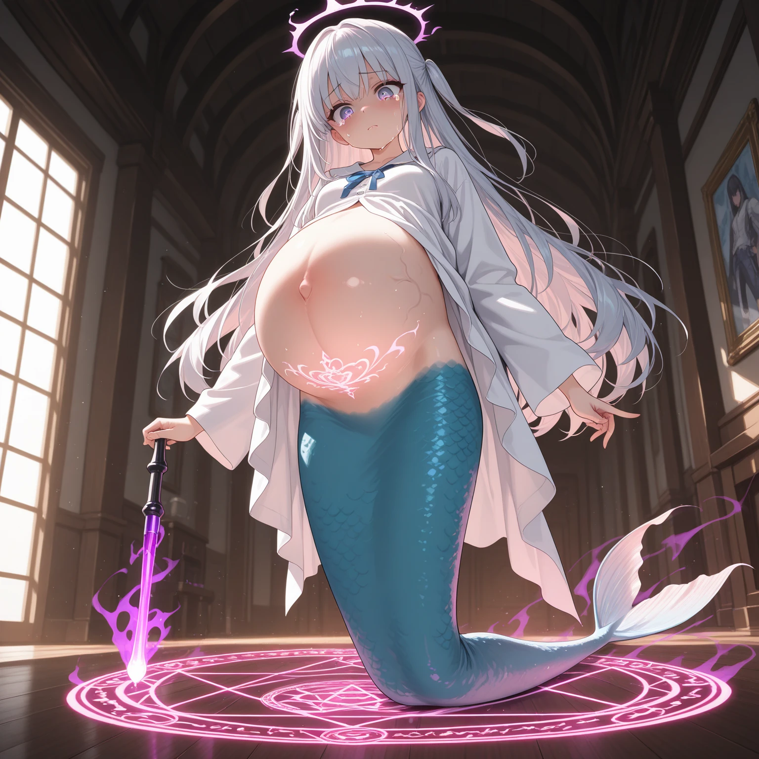 16 year old girl, bearish short girl, Super detailed, very delicate and beautiful, game CG, flat chest, long hair, white hair, young girl, one girl, masterpiece Super detailed, very delicate and beautiful, flat chest, long hair, gray hair, two side up hair, one girl, anatomically correctct, masterpiece@, light blue arabian dancer costume, dancer adventurer, light blue arabic panel skirt, light blue Arabian style bustier,NSFW, {{{after losing the battle}}}, {{{tired after the battle}}}, grabbed by tentacles, cum in pussy, squirting, sweaty skin, attacked by tentacles, (gangbang:1.2), {{{rape}}}, (sex:1.2), daze, clothed sex, orgasm trembling, nsfw, {{{{Dripping}}}}, {{trembling movement line with sexual climax}}, orgasm face, cry out, close your eyes, Cowgirl SEX, small nipples, excited look, Veil skirt for belly dancing, Tentacles wrapping around human body, girl wrapped in tentacles, Tentacles binding person, insert tentacle into mouth, turn one's body sideways, illustration, masterpiece, anatomically correct