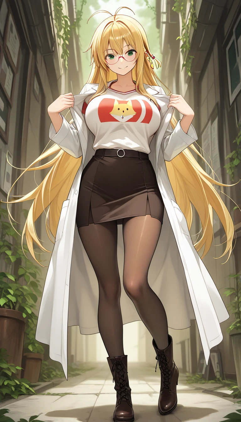 masterpiece,best quality,high resolution,8k,ultra HD,wallpaper,illustration,beautiful detailed eyes,perfect face,cowboy shot,beautiful detailed eyes,extremely detailed face,perfect lighting,extremely detailed CG,perfect hands,perfect anatomy,perfect body,perfect hands,perfect fingers,1woman,full body,megami magazine,(muscle fighter:1.1),yellow medium hair,(yellow eyes in white star:1.3),(large breasts:1.3),Medium ASS,,school light cream brown blazer and inner white-shirt,black medium skirt, clothed,looking at viewer,sexy look pose,cameltoe,Steam,wet,sweat, School,,,(A Certain Scientific Railgun character Shokuhou Misaki:1.2),