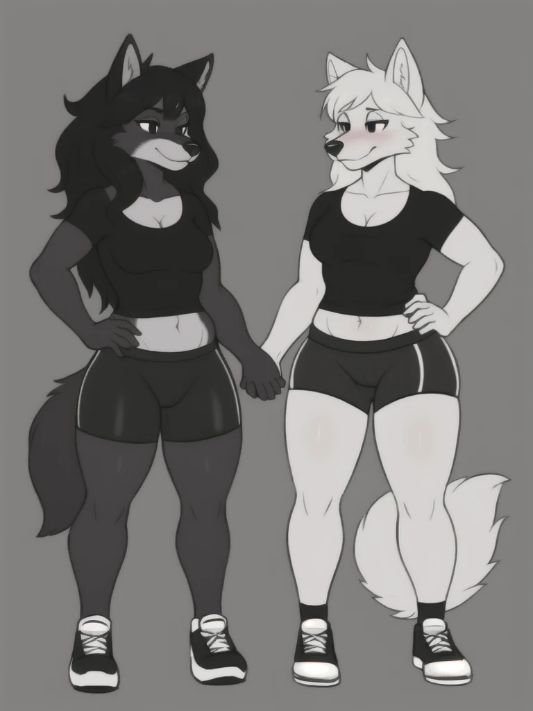 A anthropomorphic skunk, wearing black swimming shorts, surrounded by evil anthropomorphic robotic foxes, has thick thighs, high quality, crisp,