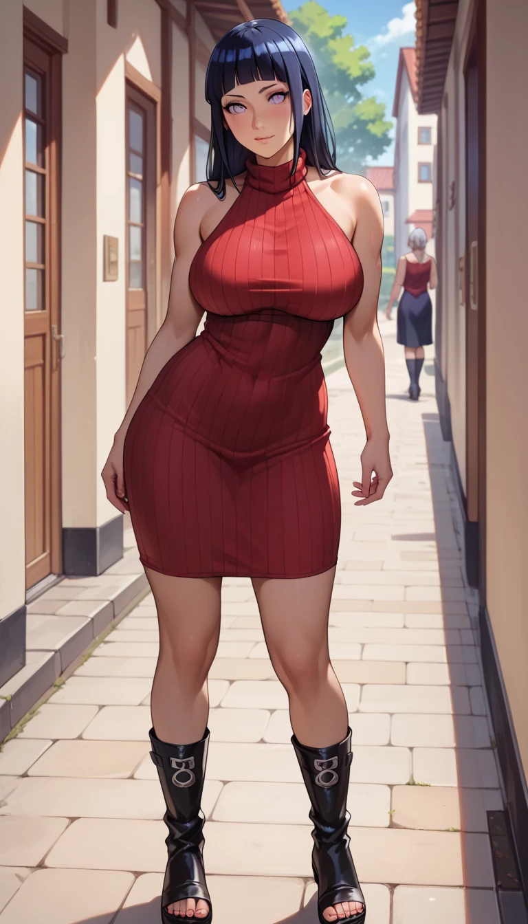 Bulma beautiful with her red miniskirt big breasts and big hips small waist full body long blue hair