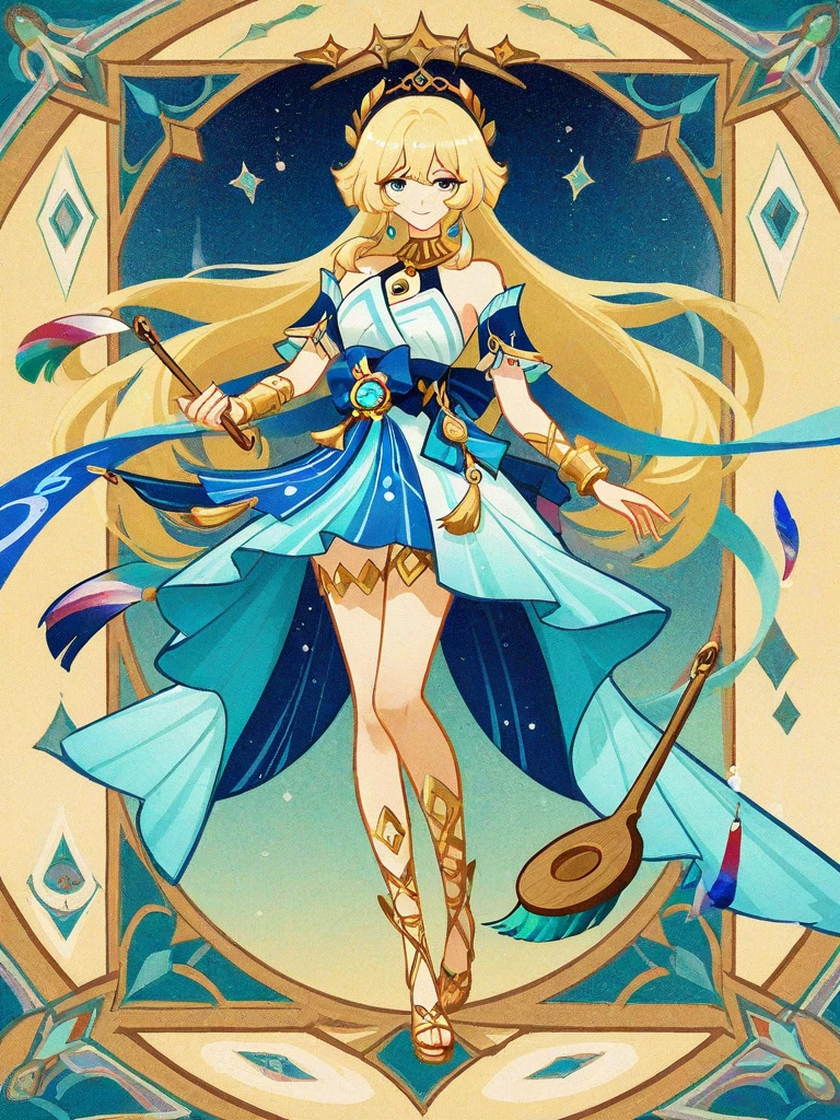 masterpiece, best quality, 1girl, full body, standing, holding staff,