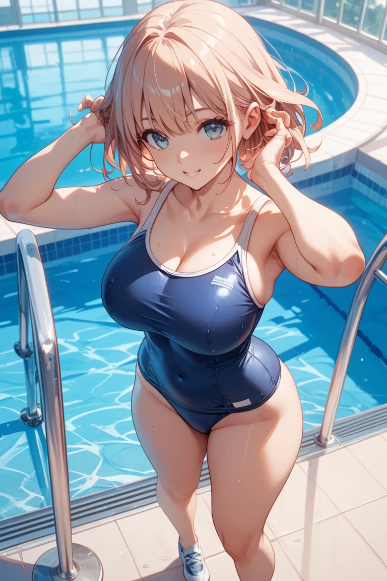 pieces fly、masterpiece、highest quality、Super detailed、High resolution、High resolution、8K portrait、Unity 8k壁紙のHigh resolutionCG、unity 8k wallpaper、cute type little:1.5、upon:1.5、Highly detailed CG unity 8k wallpaper、realistic、real person、cute type little、 portrait photography、shiny skin、High resolution、(:1.2)、(1 girl)、beautiful clear eyes、very detailed explanation、delicate face、nice lips、slender body、Same with big breasts thin waist、thin legs、(Poolside:1.6)、1 girl, cute type, perfect face, seriously, (blush:1.5),Same with big breasts,((Navy School Swimsuit:1.2)),(((boobs topless:1.5))), (((I have nipples))), Detailed description vagina,show vagina,spread legs,spread ,((cum in vaginas:1.4))、((change:1.5))