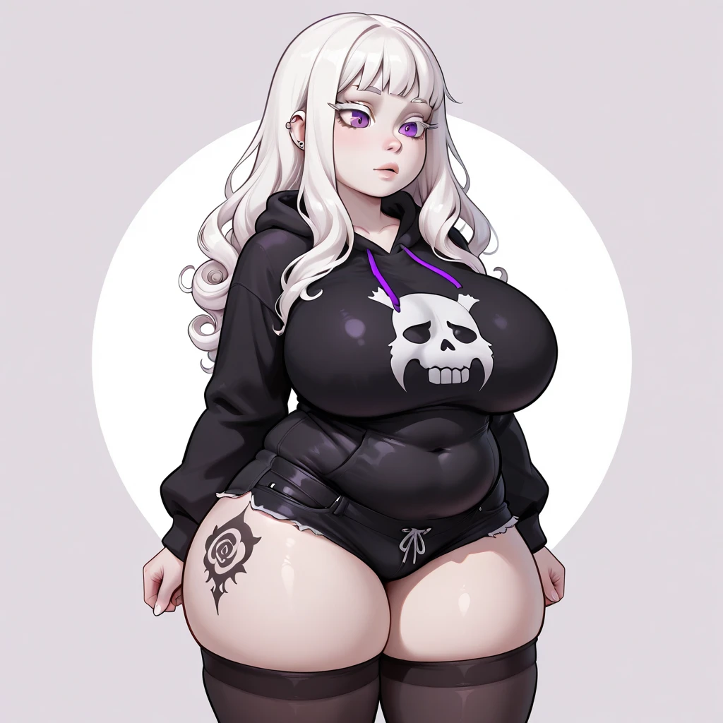uploaded on e621, nsfw, raw photo, realistic, human, detailed face, detailed fur, snout, helluva boss, loona hellhound, loona, big breasts, clothed, Grey Crop Top, Pentagram Body Harness, Black sport Shorts, Spiked Collar Choker, Grey Leg Warmers, high res, high resolution, leaning forward, alleyway background, sfw