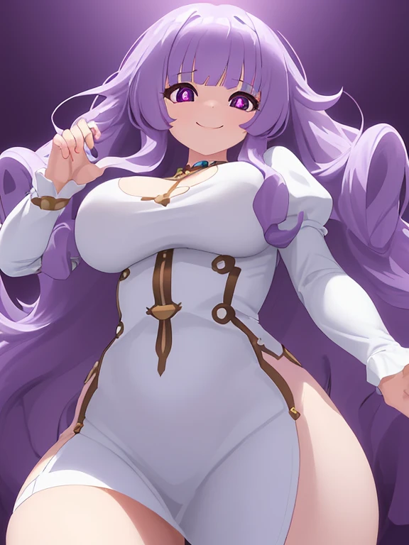 A girl wearing a one-piece swimsuit((From below)), Curvaceous loot, Purple Hair,Purple Eyes,Muscular!!,Blushed,steam,Sweat,Steam coming from the body,BIG Boned,Large swollen areola visible through clothes,Show your armpits,sleeveless,In the pool,leotard,Chubby,Spread your legs,I have a tattoo on my neck,Cowboy Shot,squatted