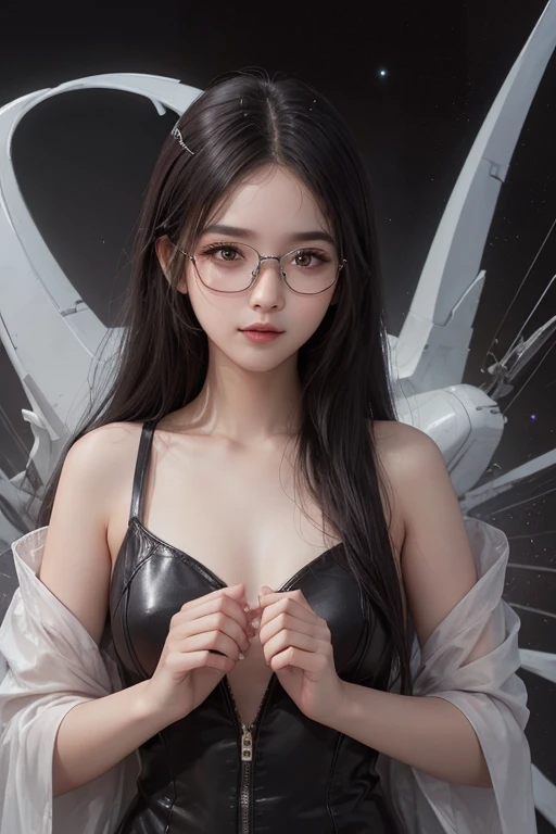 1名 27歳 woman, got it、(best illustrations)、8k UHD resolution、intricate details、最high quality、realistic、Super detailed、best lighting、best shadow、soft lighting、ultra hd、dungeon and Dragon、cave、dungeon、 necromancer、night、dark style、Succubus、devil&#39;Daughter of、bat wings，(((デーモンホーンラック縁round glasses))))、(((big breasts)))、(devil&#39;tail)、(red eyes shine:1.6)、masterpiece、beautiful features、Tyndall effect、realisticphotograph、(high detail skin:1.2)、8KUHD、Digital single-lens reflex camera、high quality、photograph、High resolution、 absurd、Ponytail distortion、Optimal ratio of 4 fingers and 1 thumb、1 girl、hair ornaments、真っ赤に輝くgemのネックレス、gem、beautiful expression、body up、big breasts emphasis、tight waist、wide ass、Tyndall effect、Photoreal、(high detail skin:1.2)、dark and mysterious version, lipstick red lips, thin and beautiful lips, Don&#39;Don&#39;Don&#39;don&#39;t laugh, please keep your mouth shut, Characters created by Karol Baku and Pino Denis, intricate details, detailed background, very detailed, magic of light, woman, cute face, ((((giant glasses, otaku glasses, thick glasses, round glasses))))、 looking at the Upper body of the goddess , round chest, big and round chest, phoenix hair brooch, long hair with bangs, (Long hair has seven colors like a rainbow:1.9), Beautifully detailed face and well-proportioned eyes, (Crystal clear red eyes: 1.8), Big round eyes and very beautiful and detailed makeup, Visionary, long silk nightgowns, mysterious makeup, ブresponseレット, I dyed the side bangs light yellow...., Upper body, (goddess Upper body: 1.8), hanging arms, リアルで鮮やかなphotograph, (stars that make up : 1.7), ( Space-time portal of sky and imagination: 1.8), fiction art, RAWphotograph,黒い着物のphotograph, 最高のphotograph , expensive_response, 最high quality, 最高のphotograph, 8K quality, 8k ultra , surrealism, 最も経済的な本物のphotograph, Artistic portrait of 12 signs, Symbol of one of the 12 signs on the reverse side, 12 Portrait of the Goddess, 最もrealistic配色, 最高のphotograph color, masterpiece, hair ornaments, ネックresponse, jewelry, beautiful face, Upper body, Tyndall effect, photographのようにリアルな, Dark studio, border light, two tone light, (fine skin) expensive: 1.2), 8k UHD, Digital single-lens reflex camera, soft light, expensive quality, volume light, Frank, photograph, expensive responseolution, 4K quality, 8k, Bokeh, smooth and sharp, 10x more pixels, Charming goddess, sexy goddess, (background space: 1.8), (milky way: 1.7), aurora, lightning, (auroraの背景: 1.8) <roller:crazy_perfect eyes_v1_from_v1_, beautiful goddess and flowers, 