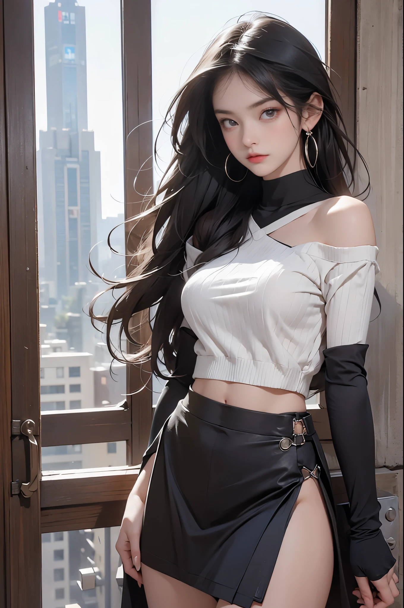 masterpiece, best quality, Very detailed, Facing the camera, Very detailed, Practical, Distinctive features, Very detailed, Clear focus, Perfect face, Perfect eyes with perfect symmetry, Perfect plump lips, Flexible female form, Movie, lamp, Very detailed, hyper Practical, masterpiece, atmosphere, high resolution, Energetic, 动态工作室lamp光, ((Dark background)), Endure the expression of happiness, Straight bangs, blue eyes,Expression of sexual arousal、Her black thong can be seen through the fabric、Front zipper、 (((Kneel down,The crotch opens)))、(((Urinating)))