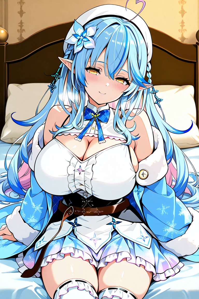 Shark girl, very sexy, big breasts, wedding dress bikini, nighttime, lying on the bed