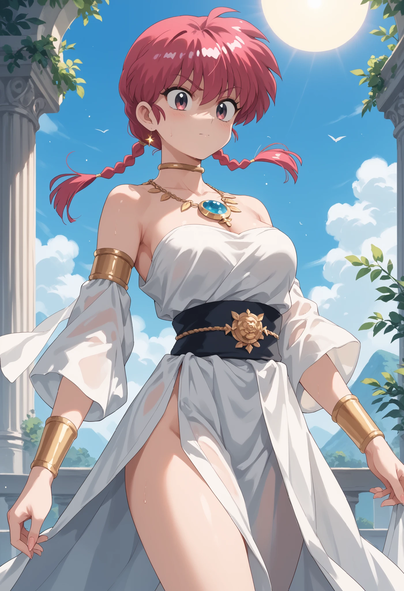ranma sensual, divine body, wearing the clothes of a Greek goddess