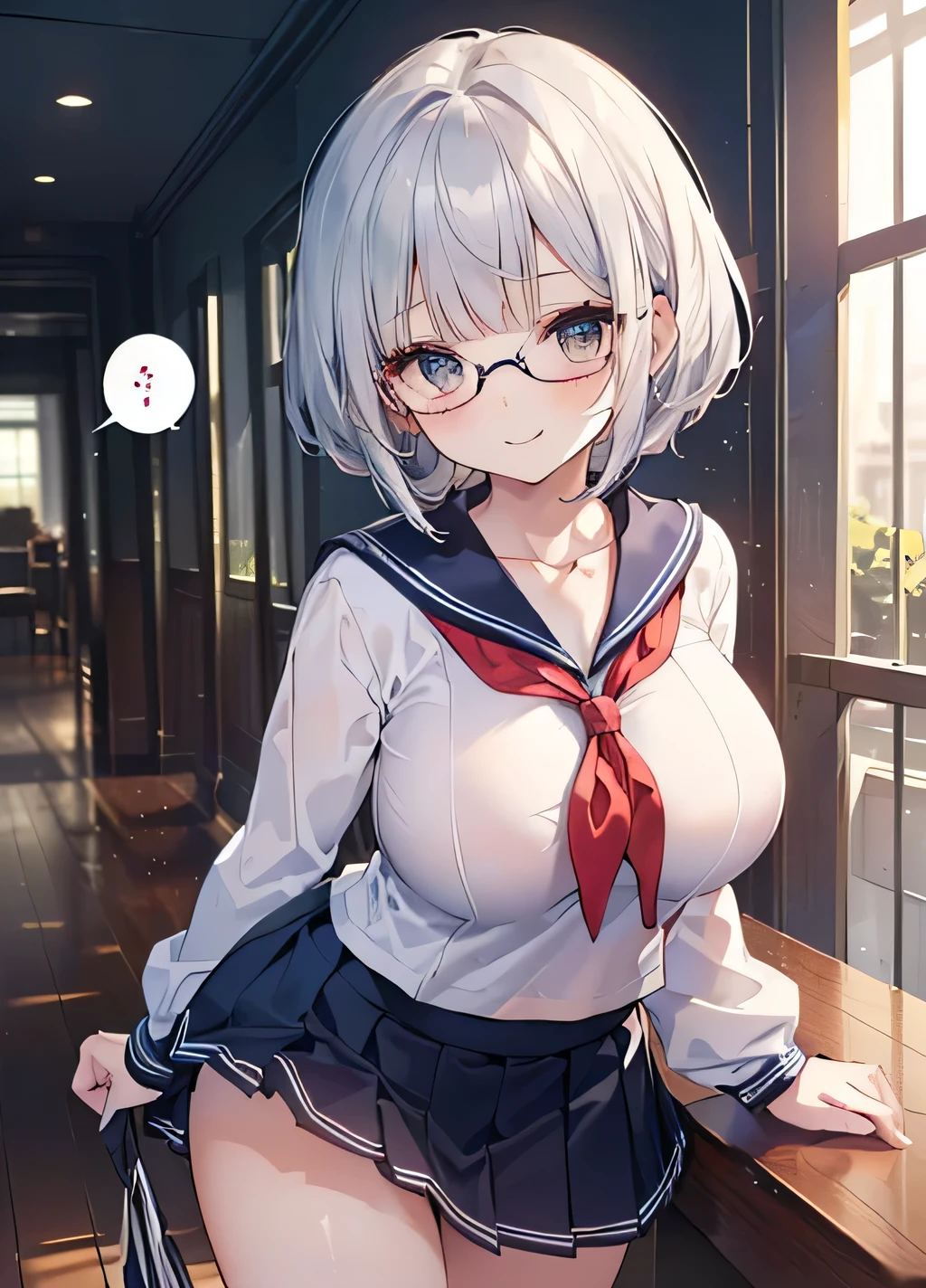 score_9, score_8_up, score_7_up, source_anime, best quality, masterpiece, official art, absurdres, highres, ultra-detailed,waifu2x,Collection: Slice of Life,break,1girl, uniform, underwear, bra, short hair,glasses, medium breasts, beautiful detailed eyes, sweat, open mouth, dressing, sleepily, indoors, school locker room, break,(clear line illustration:1.2), super detailed skin,very high resolution, very aesthetic, Best sexual lighting powered by famous artist, 8k,cute picture,beauty illustration,photoshop_(medium),,(Detailed Lighting),best anime 8k konachan wallpaper, pixiv contest winner,