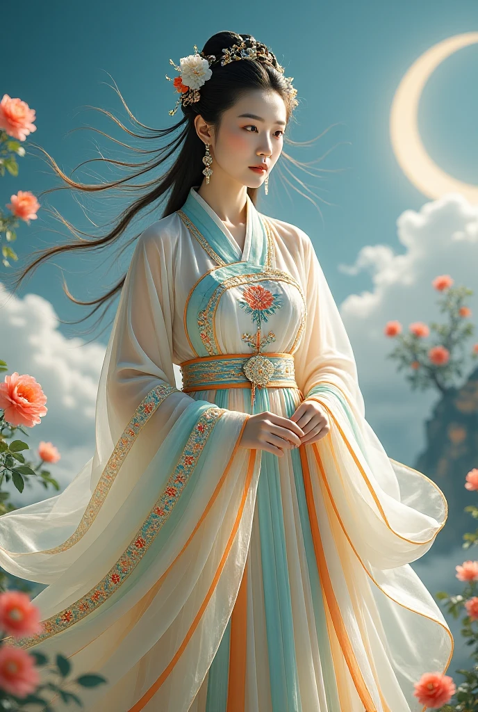 (1 Girl:1.4),Solitary, Gorgeous, Extremely detailed,(Joshua Middleton Comic Cover Art:1.1), (Action painting:1.2),(Concretism:1.2),(Hyperpolarization:1.5),rich and colorful,The most detailed,white gray background, White Hanfu, Pastel colors, (masterpiece, Top quality, best quality, Official Art, beautiful and aesthetic:1.2),