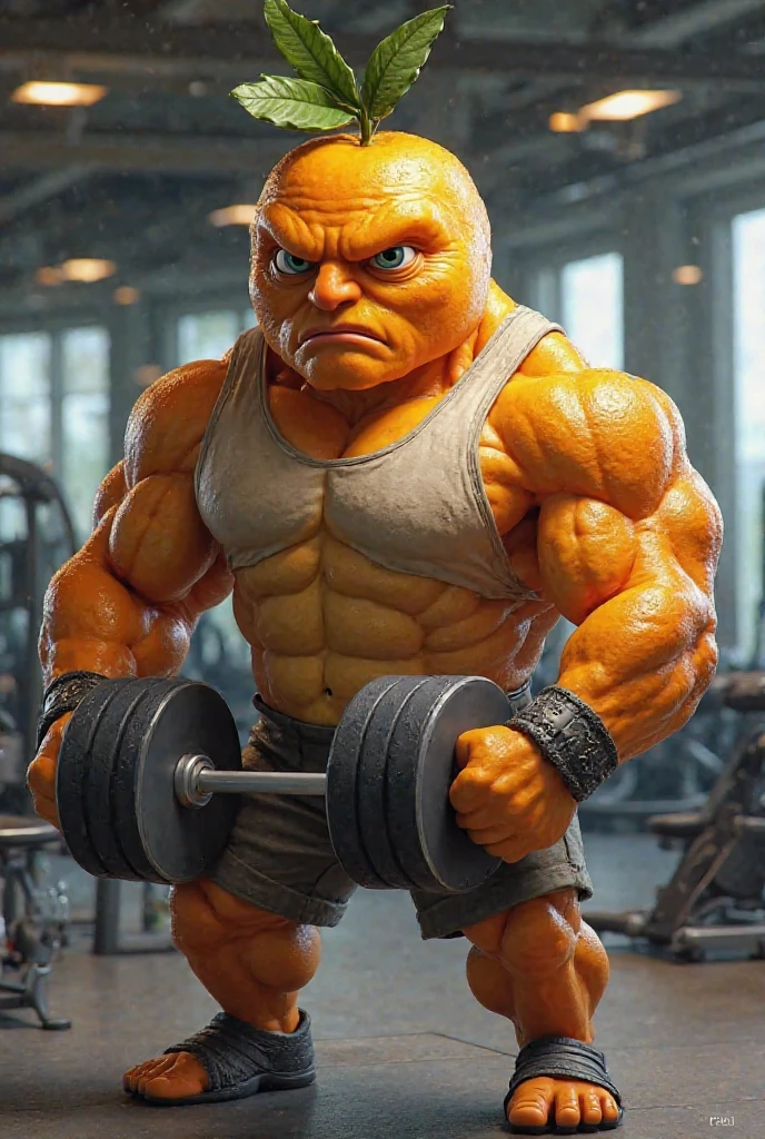 super buff patrick star training biceps at the gym in a romper printed with the same print as his standard shorts 