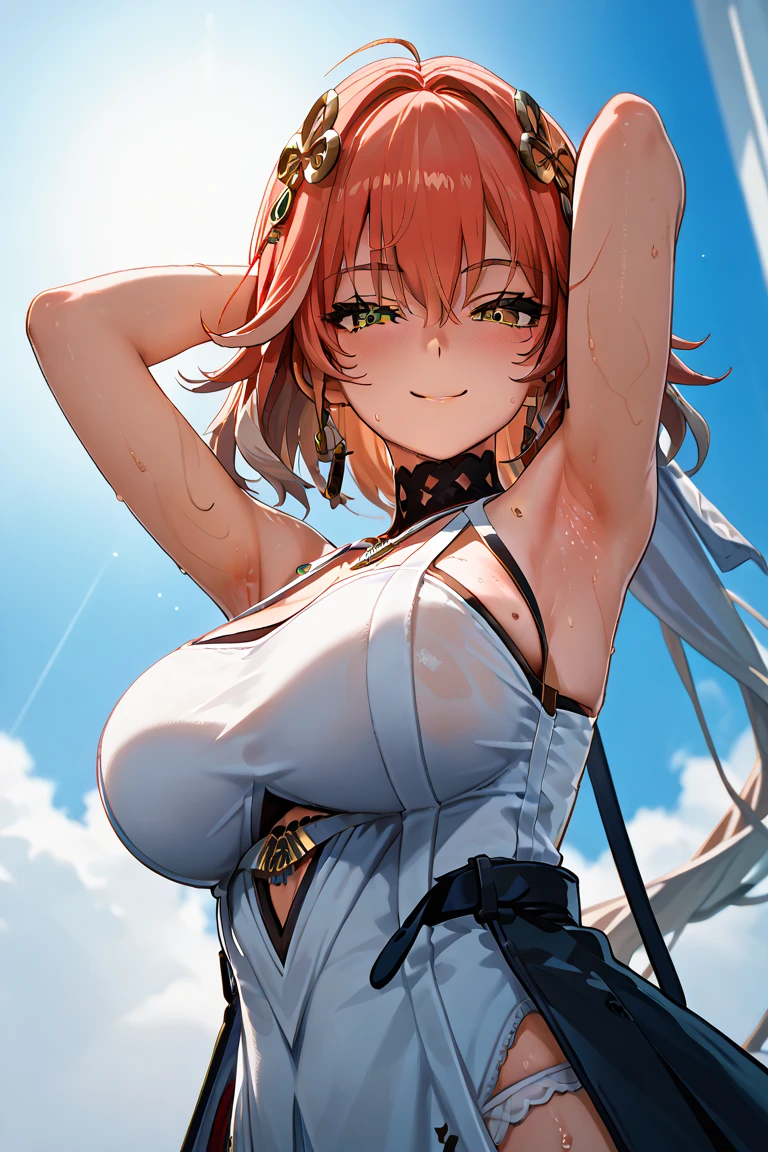 4K,High resolution, (Highly detailed CG Unity 8k wallpaper: 1.3)、One woman long hair,short hair-、Clean detailed eyes((Sexy clothes、Beautiful detailed chest,naked,((全naked,whole body)),NSFW.,((Huge )))),Dynamic pose,Red Hair、Semi-long hair
