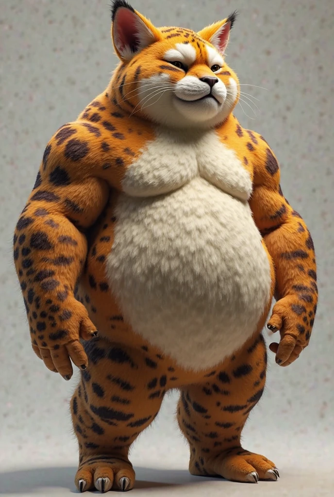 (obese, overweight, anthro, male, (clawhauser character disney zootopia, leopard skin)), blue eyes, (white briefs, topless), (((detailed eyes, detailed face))), standing, smile, (konzaburou, ukan_muri, cute), bedroom, soft shading, masterpiece 