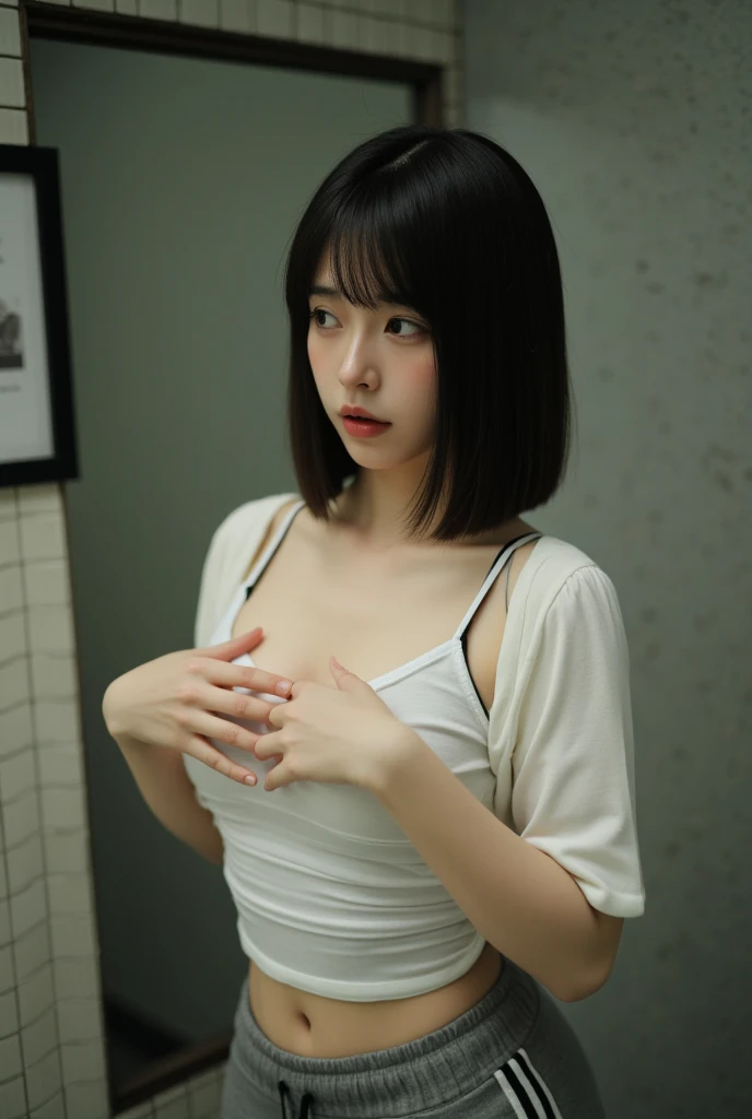 When I entered the bathtub in uniform, I saw a wet white blouse, a dark blue pleated skirt close to the second button, a 14-year-old girl with a wet face, out, (large: 1.9),, well developed, Japan people, show all the, A face that felt very much, a face that looked like it was about to cry, a wet face, Sweaty, skirt flipping, crotch touch, breast touch, visible, pubic hair visible, 14 years old body, loli, lolicon, Sexual, Exposure