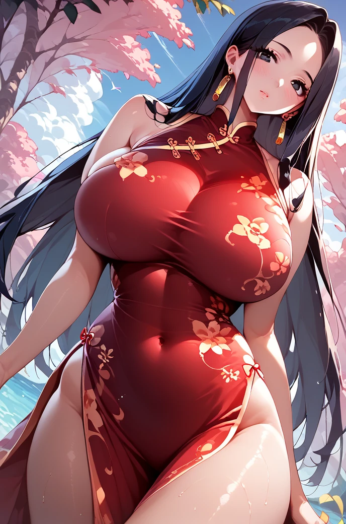(highest quality:1.4)、High resolution、Detailed Background、(Beautiful face in every detail:1.4)、Anatomically correct、(Draw the usual number of fingers:1.2)、(Detailed facial expressions)、Realistic、beautiful, Smooth skin、Teenage Beauty、(Huge breasts:1.3)、Perfect body line、attractive thick thighs、Black Hair、Show off your attractive underarms、Accentuate your breasts、Accentuate your cleavage、Elegant atmosphere、Well-groomed eyebrows、Well-groomed eyebrows balance the entire face、Excited、(Underboob:1.3)、Lace panties、No bra、Smiling、Blushing、sexual expression、cute、indoor、Cowboy Shot、
(Two beautiful girls showed me their panties:1.5)、
A shiny Chinese dress that fits the body line、Design with slits and revealing chest、
Dark colors such as red and black、It would be best to wear high heels、Strap and ribbon design、Pearl and metal accessories、
An updo is recommended to accentuate the design of the Chinese dress.、
Add some simple hair pins or accessories to make it even more gorgeous.、
If you have long hair, a sexy wavy hairstyle is also a good choice.、
To enhance the sexiness of a Chinese dress, it is a good idea to wear red lipstick.、
A darker red colour will give you a more sexy look.、cute