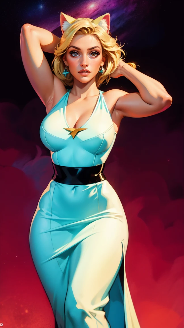 A Mature Woman with long hair in blue and beige clothing holding a modeling pose, warrior, Zelda, full body Portrait of Zelda, Zelda legend, Photos cosplay, Ornate Cosplay, Professional Cosplay, Cosplay, Full Cosplay, Artgerm Moody Photography, Princess Zelda, Zelda as Triforce, Hyrule, Anime Garota Cosplay, ray-traced, 3d-render, extremely detailed, high quality, realistic light and shadow, hair loiros, eye reflection, slight smile, (Ultra Quality,Unparalleled Masterpiece:1.4)Overwhelmingly Pixel-Perfect,Ultra-Detailed CG 4K,(Ultra-Detailed Clear Absurdly-Vivid Jade Big Eyes:1.2),Gorgeous Round Detailed Face(Voluptuous:1.4)Elf(big Breasts:1.8)(Voluminous Long Blonde Hair: 1.4),ADULT(Bangs, Sidelocks:1.2)Seductive(intricately detailed white dress:1.3)(Zelda)(Celestine Lucullus: 1.2)(Solo:1.4)(1Girl: 0.5)(Facing Viewer:1.2)(arms behind back:1.2)(Cowboy Shot:1.2)(from above:1.1),Skindentation(Curvaceous:1.4)(Curvy:1.4)(Bimbo: 1.4)(Normal Waist: 1.2)(Thick Lips: 1.3)small-nose(light smile: 1.2)Rocks,Trees, Plants,Bush,Color Graded, dress as sailor venus