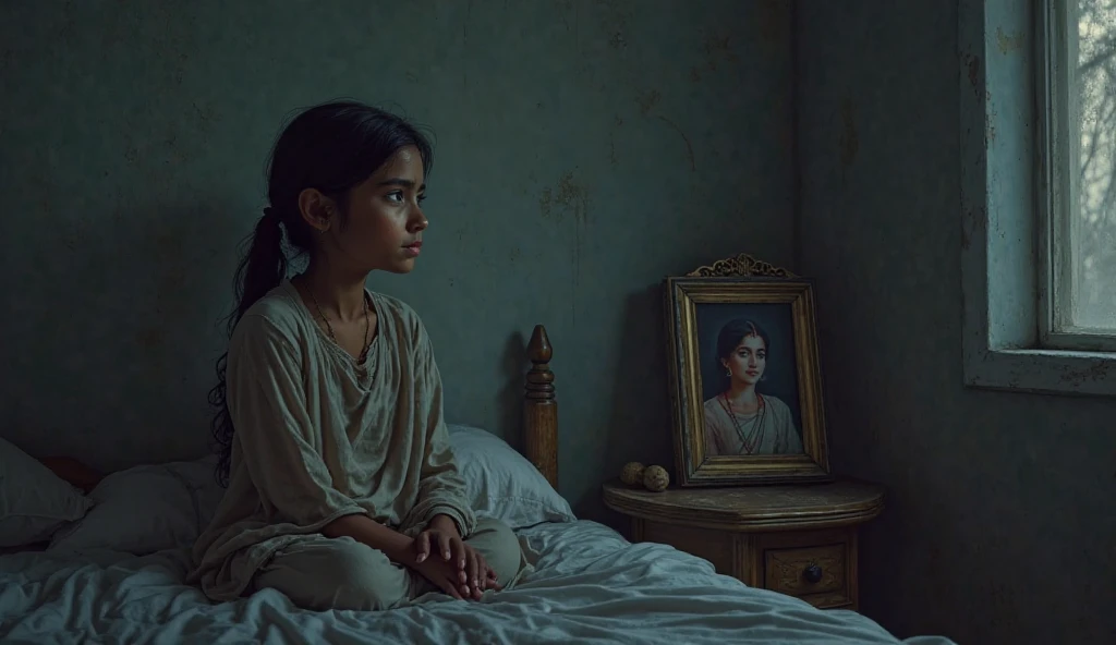 Pakistani poor girl sitting in her room long shoot