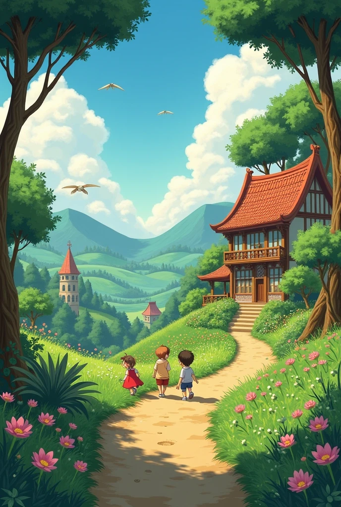 Draw this photo in Studio Ghibli style
