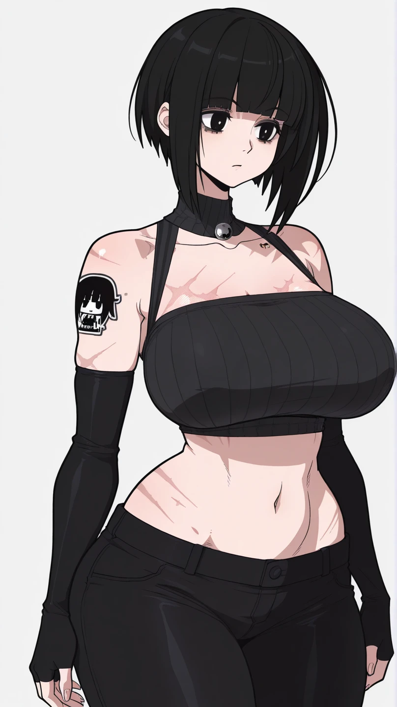 cabelo colorido, cabelo branco e preto colorido 1 girl, cabelo em dois tons, preto por cima, branco na parte inferior 1 gilr, ,perfect anatomy girl muscular girl toned body girl large breasts girl thick girl angry girl best quality girl black hair girl olhos amarelos girl pale girl pale girl,lindo woman brunette, muscular, usando leggings curtas com, Meias pretas, cabelo curto, lindo eyes, lindo, olhos amarelos, camisa branca, jaqueta de couro preta, shorts, legging branca curta, beco escuro cidade meia-calça preta, cabelo em dois tons, preto por cima, branco na parte inferior