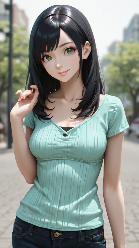 real, 1girl,blue, green eyes, Glowing eyes, Crop top, A pocket, Parted lips, Blush, a night, Flowers, sun, sunlight,