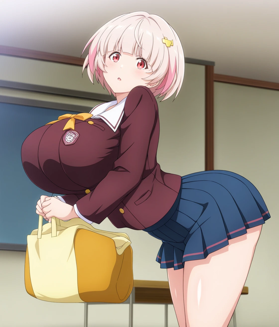 ((Table t○p, highest quality, Hi-Res Lucifer,Anime Screen Capture、Pixel perfect, 8k)))、nsfw、Perfect Anatomy、(((low length、Small breasts、Wide Hips、Wide hips、Thick thighs、Right hand salute、Left hand on hip)))、(((Short Hair、Wavy Hair)))、(((Ao Dai、White Panties)))、Sweat, vapor,(Orange Eyes)、((Pink Hair)),One eye closed、 ((((smile、blush))))、(In town)