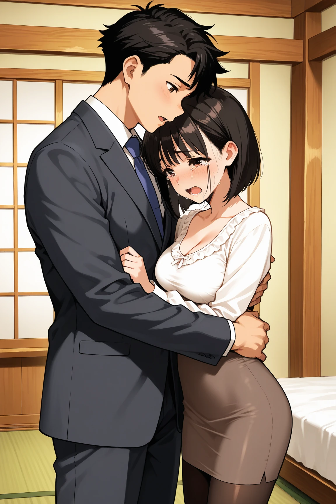 Official art,masutepiece,Best Quality,High resolution,Beautiful Japan,NSFW,BREAK,((1man with 1woman,Having sex)),View from the side,doggystyle, Smile,Vaginal Sex,