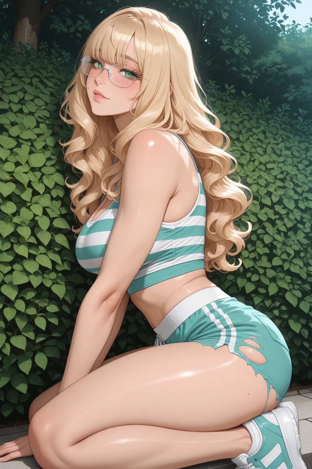 (Mejor calidad, fotorrealista), (colores vibrantes), (soft lighting), (hermosos ojos detallados, hermosos labios detallados), (fondo natural, Flower garden), (joven), (medio: Oil painting), ( pelo largo), (mini tanga fluido), (dream atmosphere)