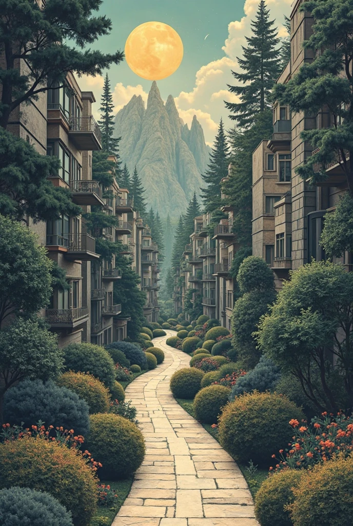 Create a trompe l’oeil visually deceptive, mind-bending illustration in the style of classic optical illusion art. The scene should include impossible structures, paradoxical perspectives, and hidden double images — such as a face made of buildings or animals formed by trees. Emphasize visual tricks like foreground/background reversals, infinite staircases, mirrored corridors, and recursive reflections. Use high contrast lighting, Escher-inspired geometry, and a surreal dreamlike atmosphere. Incorporate glitch effects and non-euclidean space distortions to disorient the viewer. The artwork should confuse perception, revealing multiple interpretations upon close inspection, like a psychological visual puzzle. --v 6 --style raw --ar 1:1