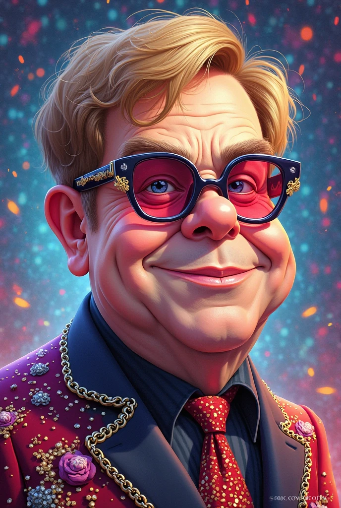 caricature of Elton John