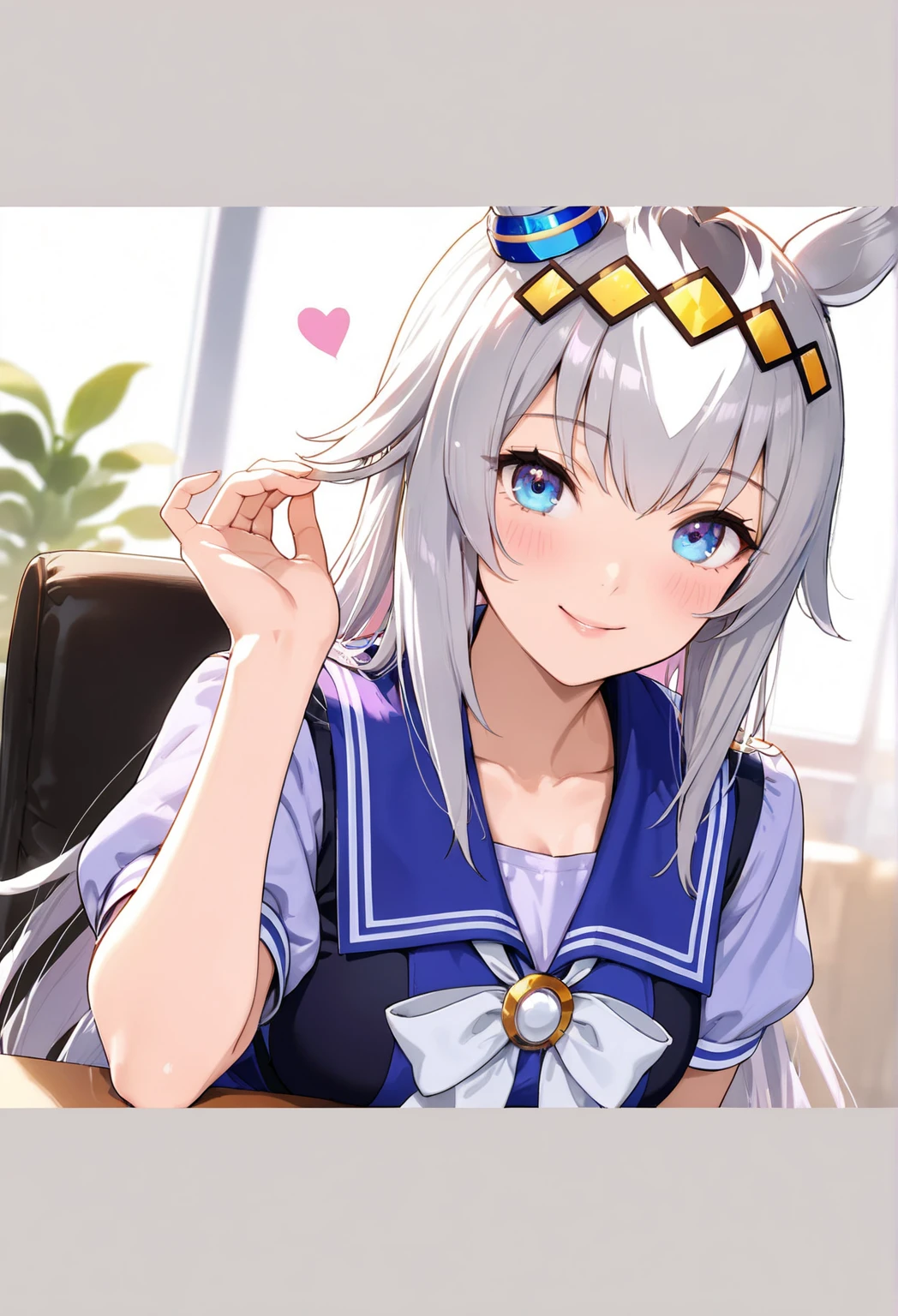 ((top quality、8k、Masterpiece:1.3))、1 girl、slim abs、sofa、Super detailed face、exquisite eyes、double eyelids、非常full, big breasts、full, big breasts、huge 、tidy 、white hair、Long hair with a ponytail、a smile、 Low female genitalia visible through skirt、an 18 year old female、pure white shirt、Unbutton and unfold shirt、Navy blue ribbon at neckline、Dark Blue Pleated Micro Mini、Sexy、Peepers、Beautiful graphics、sunny street、show me your whole body、Beautiful fit photos、permanent、Not wearing、Nipple fluoroscopy、even under a shirt,The shape of the nipples is also very obvious.、No、No、Detailed female genitalia shape pantyhose missing、(facing forward)(((cheeks flushed、embarrassed expression)),(((The skirt was rolled up by the wind)))、Show female genitalia、、background depth of field、Please select one'Skirt in the crowd、Pink heart tattoo on belly、open mouth、Sticking out tongue、Pee yourself