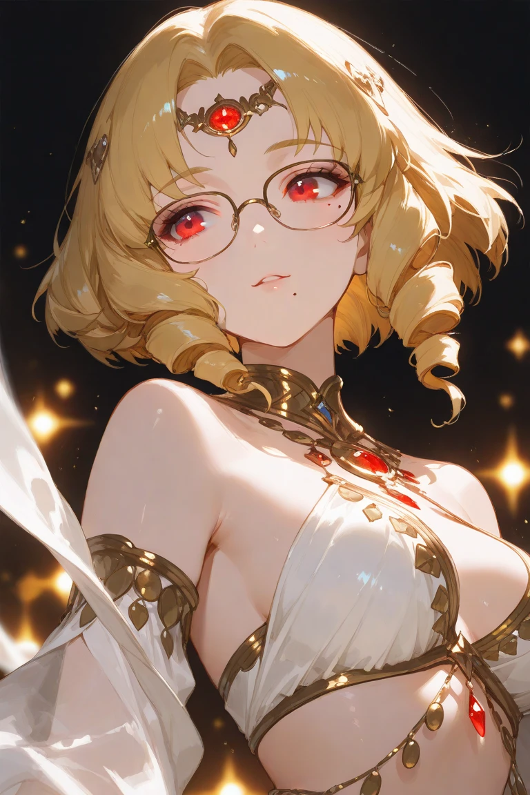 (Marco),Perfect ,don quixote \(limbus company\, Naked、Blonde hair, a beauty girl、eye glasses、middlebreasts、Short hair, hair between eye, Orange Eyes、Black dress、Stuffing collar、cleavage of the breast、a necklace、Breathless、pierced nipple、Chain scientist hat from the nipple、Basketball Hand、armor、`She has a book and a phone、(abbey )、Upper Body Up、hiqcgbody
