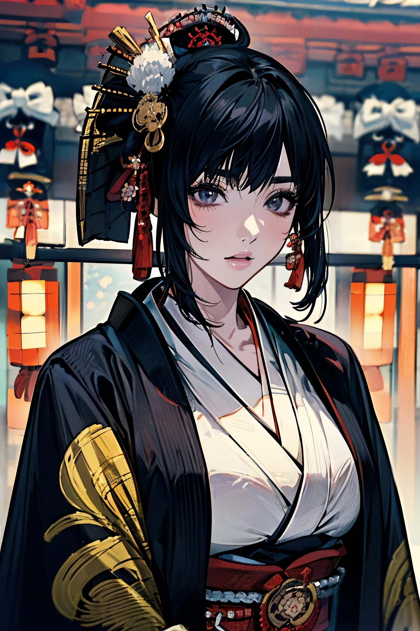 (masterpiece:1.5),beautiful hair,Beautiful Eyes,beautiful lips,Beautiful slender body,Big Breasts,cleavage,(Konno Anna:1.2),(Riho Yoshioka:1.1),(in the Imperial Court:1.3),(Riverside:1.4),bust illustration from the front ,((((the most beautiful woman in the world:1.7)))),(((( kimono,jacket,Taisho Romance:1.5)))),((19-year-old single woman holding a fish in her hand:1.1)),(accurately depicted anatomically correct hands:1.1)black hair,long lashes,Three-dimensional, jewel-like eyes,Very delicate and beautiful CG,2. 5D illustration, Anatomically Accurate Body, (very precise illustration:1.1),(Outdoors:1.4), (wallpaper:1.4),8k