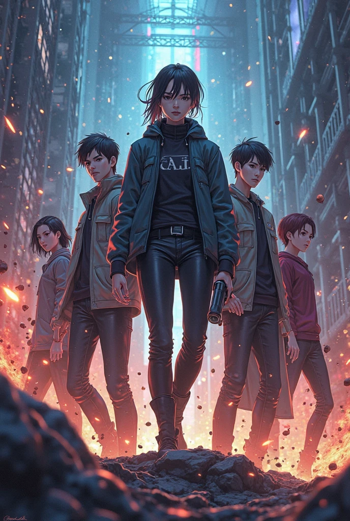  , a team of young people between 20 years old, 3 men and 2 women, who, with unique gifts, come together to fight against a shady organization called Project Chimera, face powerful enemies and fight to protect their community and for the truth behind their own origins.. Anime style annihilating dark theory 
