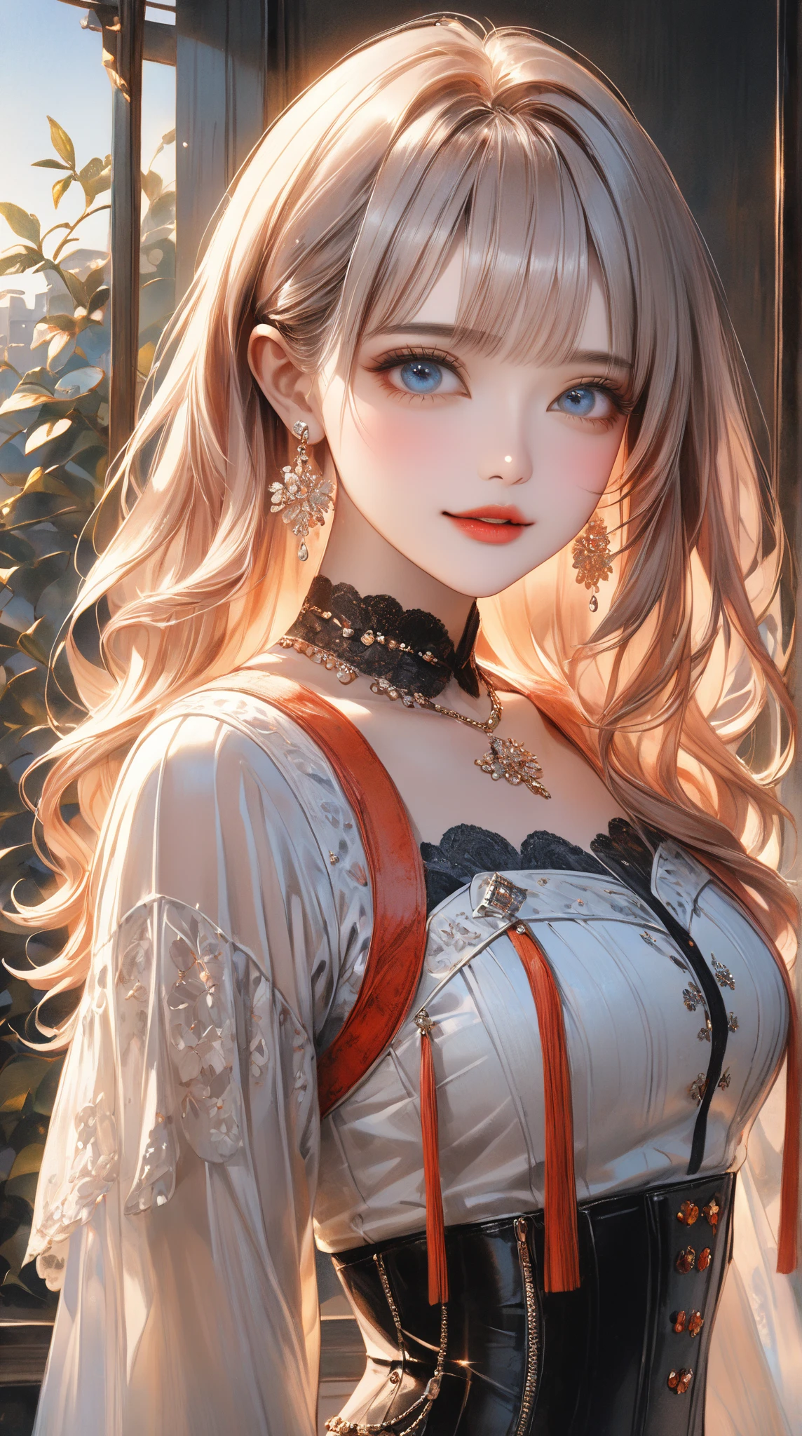 8K quality, orange and red glitter background, ((Most beautiful girl ever)), (((Best quality))), HDR, ((Details)), ((Masterpiece)), ((Super detailed)), ((Delicate eyes, Best eyes ever, Beautiful eyes, Big eyes))(Light hair, Beautiful hair, Voluminous hair), (Small breasts), ((Golden bikini))((Earrings, Necklace)), (((Small butt, Facing backwards, Turning around and looking at camera, From waist up)))