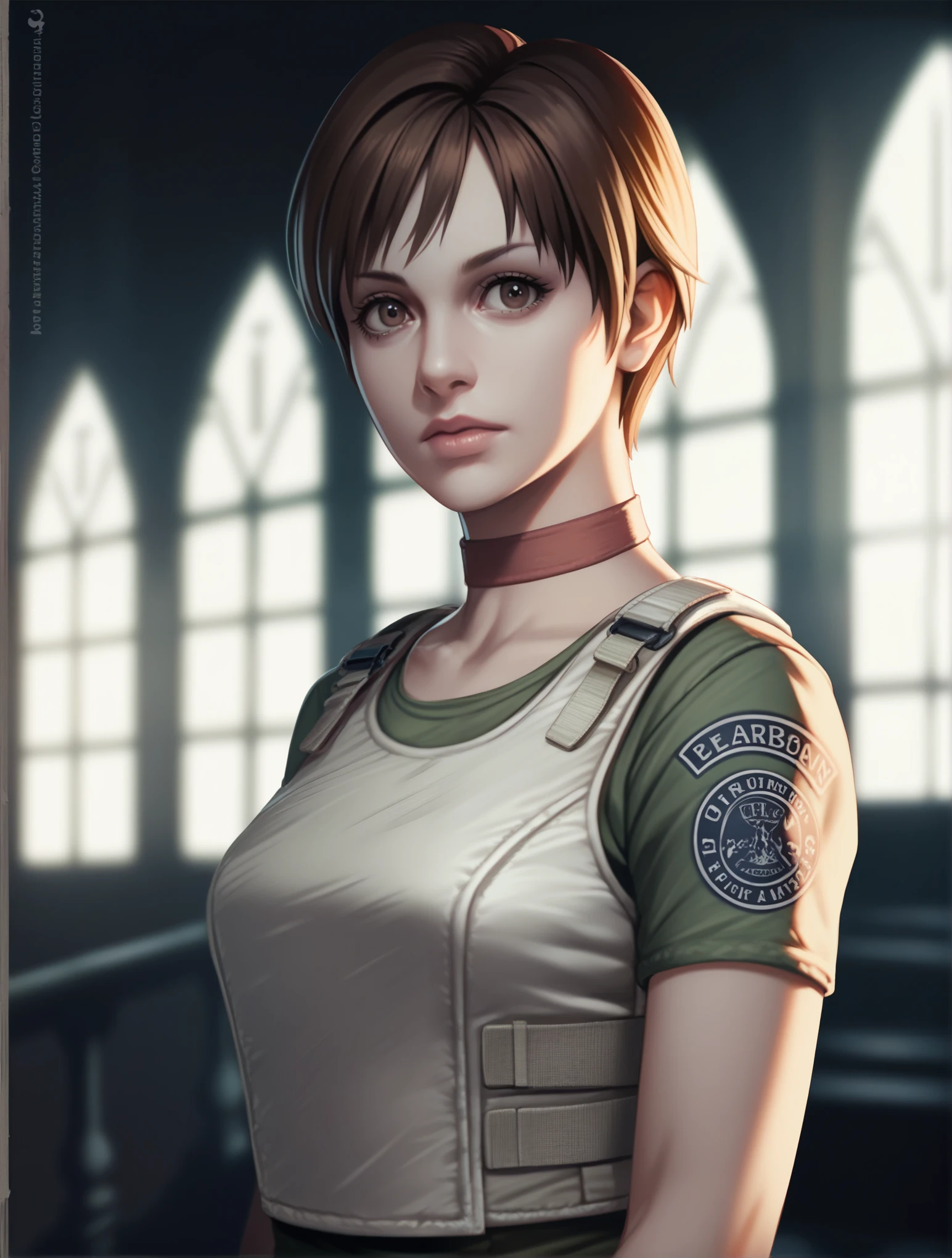 score_9, score_8_up, score_7_up, score_6_up, score_5_up, score_4_up, source_anime, realistic, photoshop \(medium\), 1girl, Rebecca Chambers, brown eyes, silhouette, solo
, indoors, decrepit mansion, main hall, darkness, at night, dark