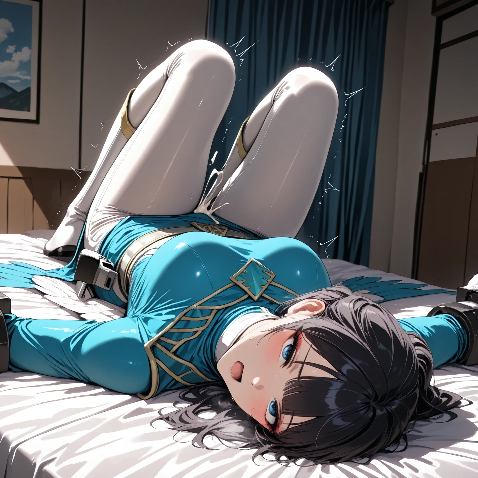 - [ ]  ((Pubic hair, Lower abdomen bristles, Crotch open, are large and about to spill out of bra)), Pubic hair sticks out of underwear , (((wide leg spread))), lying down, ((sweating)) , wet Crotch area, wet thighs, Potential NSFW, Beautiful girl with accentuated slender abs: 1.4, tip sticking out, areola protruding, pubic shape clearly visible, Lots of lashes, Lame on the eyelids, Bright red lips,six-pack abs:1.4 ,wet, ((Open legs)) ,(((Moaning in pain, feeling pain, tears flowing, sore, crying in pain))), bust botox, sleeping beauty lying on her back, wet skin and hair, big breasts, bare lower body, no panties, Live ass), perfect body, open (perfect body, small ke), fashion photorealism, high definition sysie details, photography, sharpness, unique 850 4, koda850 k portrait camera, f1.6 lens, rich color, hyperrealistic texture, spectacular light texture, surreal art, Cinestil 800 fashion mechanism, (((frightened and crying))), covered in tears, obeying pain, moaning in pain, grimaces of pain,(1girl:1.3), solo, __body-parts__, official art, unified 8k wallpaper, ultra detail, beautiful and beautiful, beautiful, masterpiece, best quality, raw, masterpiece, ultra fine photography, best quality, ultra high resolution, photorealistic realism, sunlight, full body portrait, amazing beauty , Dynamic pose, Delicate face, Vivid eyes, (seen from the front), (((She wears a full-body superheroine suit))), Torn full suit, (Torn red short skirt), Torn blue-black top, torn red cloak, Sailor Moon, detailed face, detailed complex busy background, messy and gorgeous milky white, highly detailed skin, realistic skin details, visible pores, Sharp Focus, Volumetric Fog, 8k UHD, DSLR, High Quality, Film Grain, Fair Skin, Photorealism, Lomography, (((Background is in a spaceship from a science fiction movie)), red long boots,