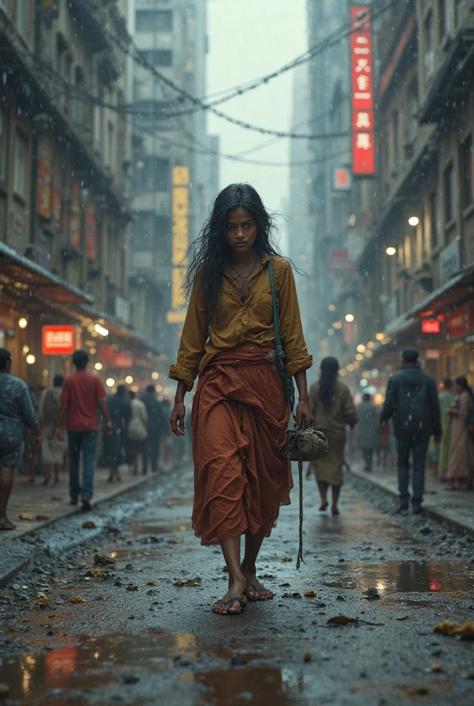 Gauri wanders on the streets, hungry and alone. No one gives her food. She suffers in rain and heat.