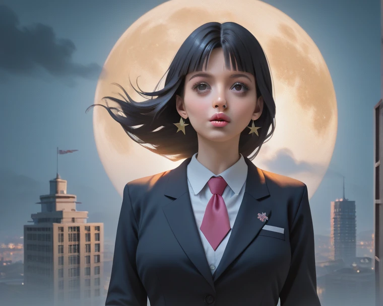 Hachishaku Hachiwa Keraku Megur, Hachiishaku-sama,  urban legend , 1chica, (((bimbo))), enorme mujer alta giant, giant, mature woman, mother, dark eyes, realistic portrait, 4k, ultra detailed, Studio Lighting, ultra fine painting, sharp focus, physics-based representation, extreme detail description, professional, vibrant colors, bokeh, cloudy sky, fantasy landscape, full moon, fog, Wind blowing, long shadows, twilight light, dreamlike,  surreal , oil painting